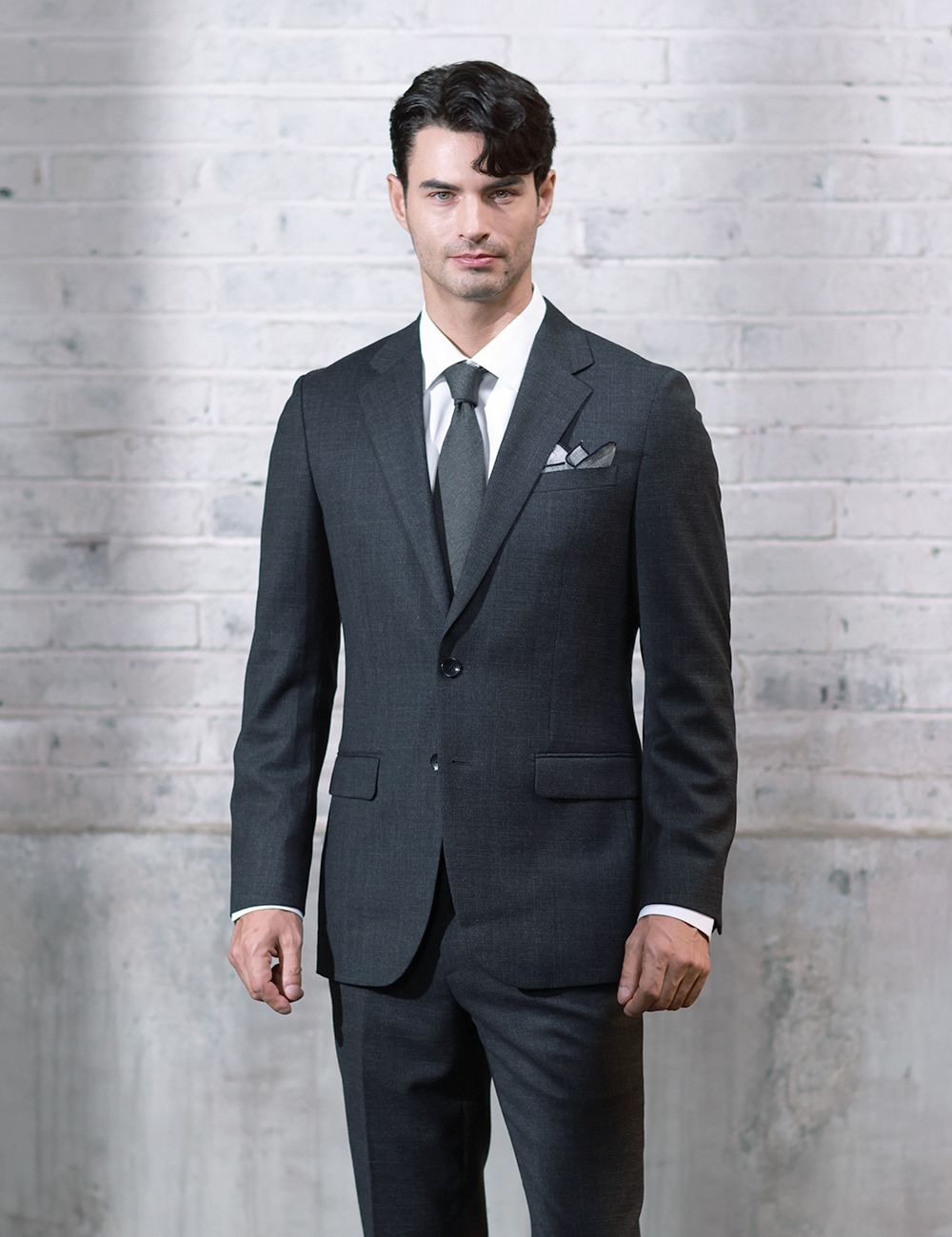 MANITSUIT D/GRAY MICRO WOOL BLENDED SUIT 034